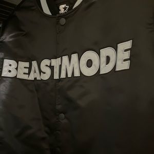 Starter Jacket black Raiders. Beast mode Size L. New with tags inside pocket.